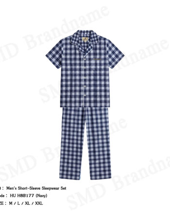 Hush Puppies เซ็ทชุดนอนผู้ชาย รุ่น Men's Short-Sleeve Sleepwear Set Code: HU H8B177 (Navy)
