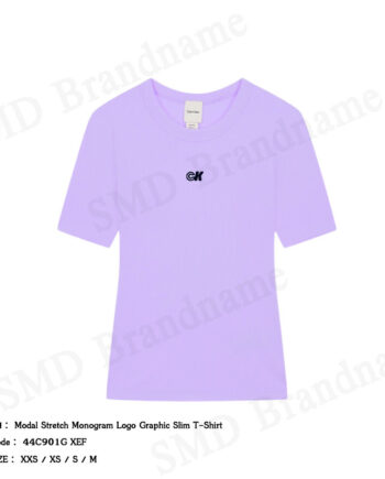 Calvin Klein เสื้อยืดคอกลมผู้หญิง รุ่น Modal Stretch Monogram Logo Graphic Slim T-Shirt Code: 44C901G XEF