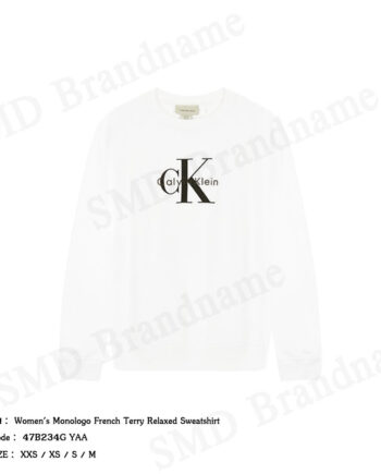 Calvin Klein Jeans เสื้อสเวตเตอร์ผู้หญิง รุ่น Women's Monologo French Terry Relaxed Sweatshirt Code: 47B234G YAA
