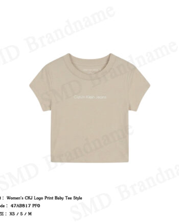 Calvin Klein Jeans เสื้อครอปผู้หญิง รุ่น Women's CKJ Logo Print Baby Tee Style Code: 47AB817 PF0