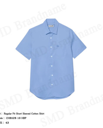 Lacoste เสื้อเชิ้ตแขนสั้นผู้ชาย รุ่น Regular Fit Short Sleeved Cotton Shirt Code: CH8528 10 HBP