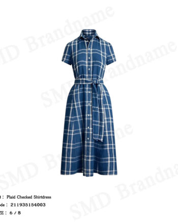 Polo Ralph Lauren ชุดเดรสผู้หญิง รุ่น Plaid Checked Shirtdress Code: 211935154003