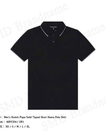 Calvin Klein เสื้อโปโลผู้ชาย รุ่น Men's Stretch Pique Solid Tipped Short Sleeve Polo Shirt Code: 40FC261 UB1