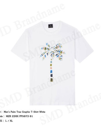 Paul Smith เสื้อยืดคอกลมผู้ชาย รุ่น Men's Palm Tree Graphic T-Shirt White Code: M2R 220X PP5073 01