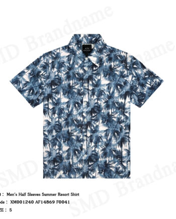 Armani Exchange เสื้อเชิ้ตแขนสั้นผู้ชาย รุ่น Men's Half Sleeves Summer Resort Shirt Code: XM001240 AF14869 F0041