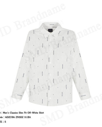 Armani Exchange เสื้อเชิ้ตแขนยาวผู้ชาย รุ่น Men's Classics Slim Fit Off-White Shirt Code: 6DZC06 ZN5DZ 51BA