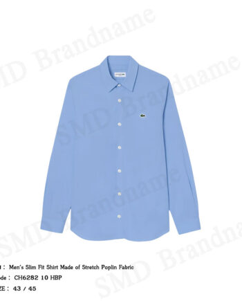 Lacoste เสื้อเชิ้ตแขนยาวผู้ชาย รุ่น Men's Slim Fit Shirt Made of Stretch Poplin Fabric Code: CH6282 10 HBP
