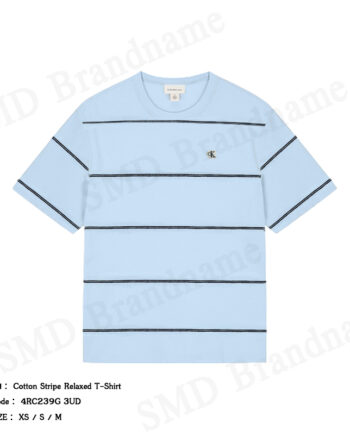 Calvin Klein Jeans เสื้อยืดคอกลมผู้ชาย รุ่น Cotton Stripe Relaxed T-Shirt Code: 4RC239G 3UD