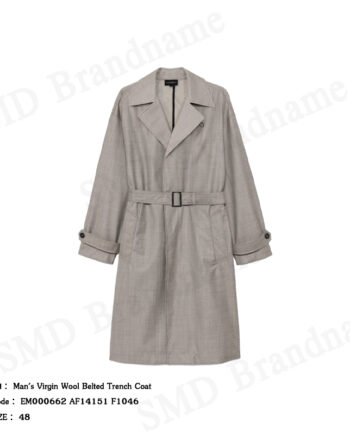 Emporio Armani เสื้อโค้ทแขนยาวผู้ชาย รุ่น Man's Virgin Wool Belted Trench Coat Code: EM000662 AF14151 F1046