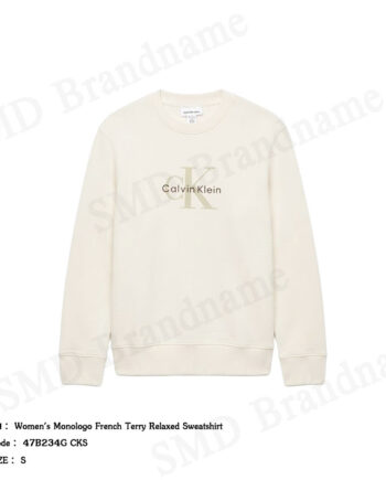Calvin Klein Jeans เสื้อสเวตเตอร์ผู้หญิง รุ่น Women's Monologo French Terry Relaxed Sweatshirt Code: 47B234G CKS