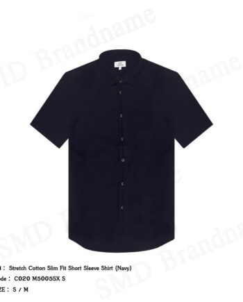 CK Calvin Klein เสื้อเชิ้ตแขนสั้นผู้ชาย รุ่น Stretch Cotton Slim Fit Short Sleeve Shirt (Navy) Code: C020 M5005SX S