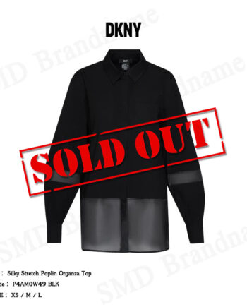 DKNY เสื้อเชิ้ตแขนยาว รุ่น Silky Stretch Poplin Organza Top Code: P4AM0W49 BLK
