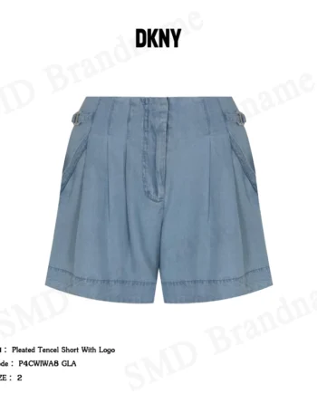 DKNY กางเกงขาสั้นผู้หญิง รุ่น Pleated Tencel Short With Logo Code: P4CWIWA8 GLA