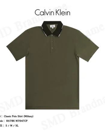 CK Calvin Klein เสื้อโปโลผู้ชาย รุ่น Classic Polo Shirt (Military) Code: 0578K M704TCP