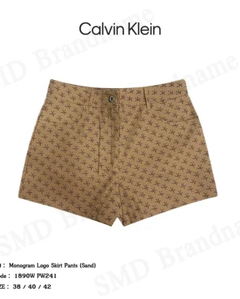CK Calvin Klein กางเกงขาสั้น รุ่น Monogram Logo Cotton Shorts (Sand) Code: 1890W PW241