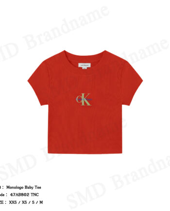 Calvin Klein Jeans เสื้อครอปผู้หญิง รุ่น Monologo Baby Tee Code: 47AB802 TNC