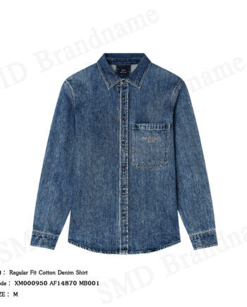 Armani Exchange เสื้อเชิ้ตยีนส์แขนยาวผู้ชาย รุ่น Regular Fit Cotton Denim Shirt Code: XM000950 AF14870 MB001
