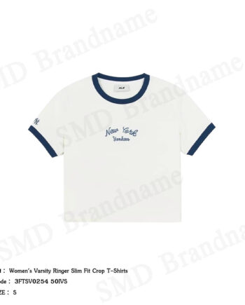 MLB เสื้อครอปผู้หญิง รุ่น Women's Varsity Ringer Slim Fit Crop T-Shirts Code: 3FTSV0254 50IVS