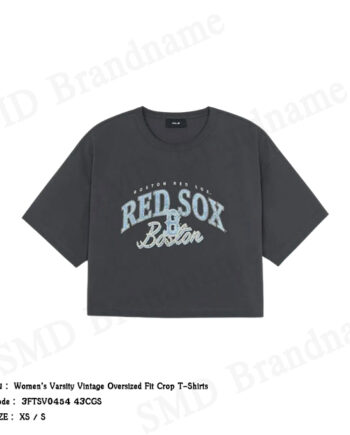 MLB เสื้อครอปผู้หญิง รุ่น Women's Varsity Vintage Oversized Fit Crop T-Shirts Code: 3FTSV0454 43CGS