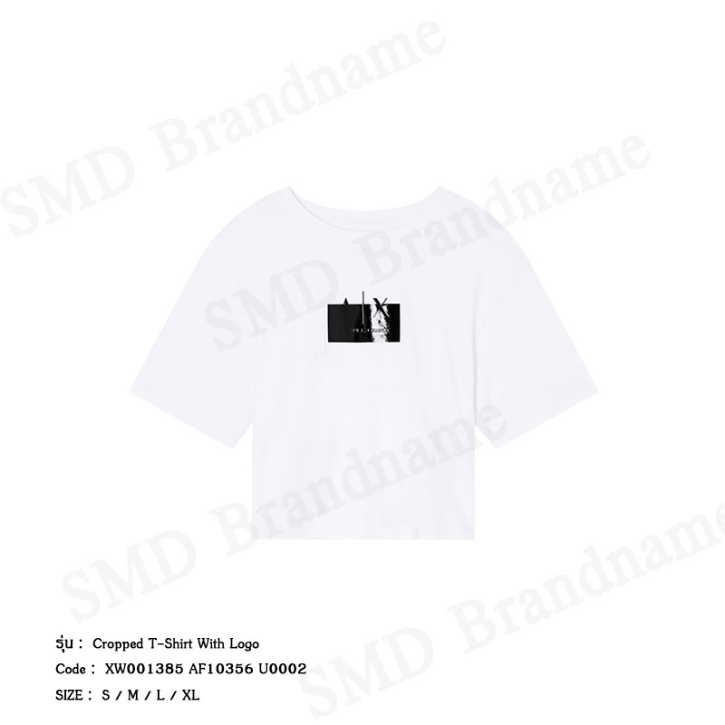 Armani Exchange เสื้อครอปผู้หญิง รุ่น Cropped T-Shirt With Logo Code: XW001385 AF10356 U0002