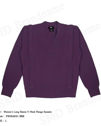 DKNY เสื้อสเวตเตอร์ผู้หญิง รุ่น Women's Long Sleeve V-Neck Flange Sweater Code: P3HSAK31 BKB