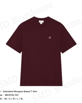 Calvin Klein Jeans เสื้อยืดคอกลมผู้ชาย รุ่น Embroidered Monogram Relaxed T-Shirt Code: 4RC275G VLP