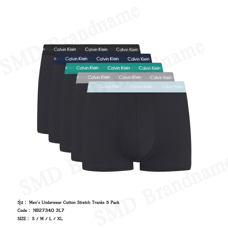 Calvin Klein กางเกงชั้นในผู้ชาย รุ่น Men's Underwear Cotton Stretch Trunks 5 Pack Code: NB2734O 3L7